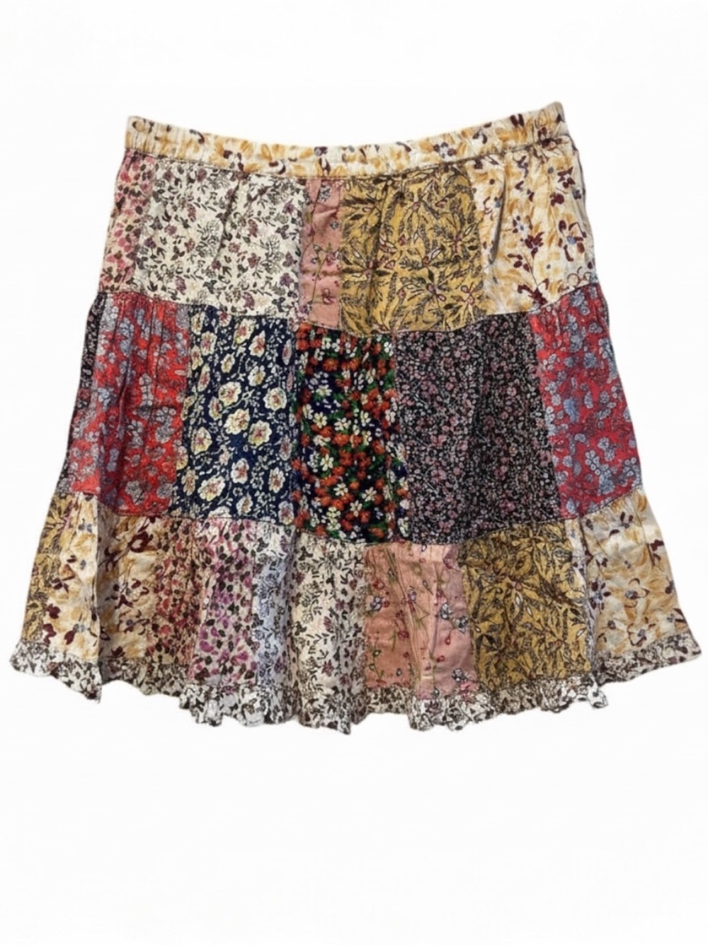 Young Threads Patchwork Mini Skirt - Boho - Multicolor - Size M